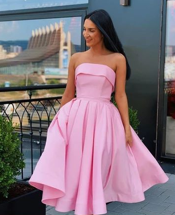 Short Strapless Pink Formal Homecoming Dresses  cg4523