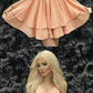 A-Line V-neck Short Coral Tiered Satin Homecoming Dress with Pleats cg4540