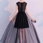 Black Tulle And Lace See Through Long Party prom Dress, Black Evening Dress cg4560