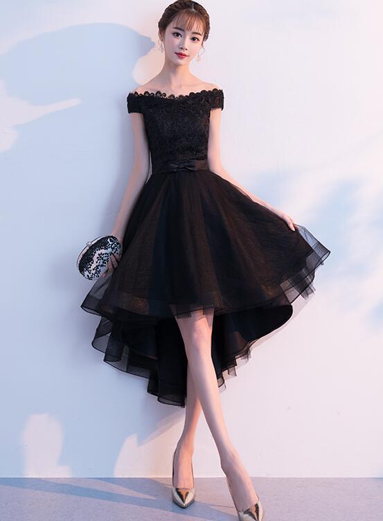 Black Tulle Lace Off Shoulder Homecoming Dress cg4561