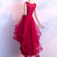 Beautiful Red Tulle High Low Party Dress, Red Homecoming Dress cg4562