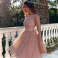 Pink tulle sequins short dress, homecoming dress cg4581