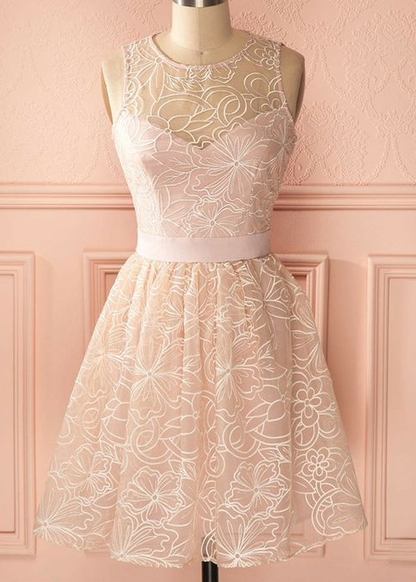 A-line Scoop Short/Mini Dress Lace Cocktail Dress Homecoming Dress cg4614