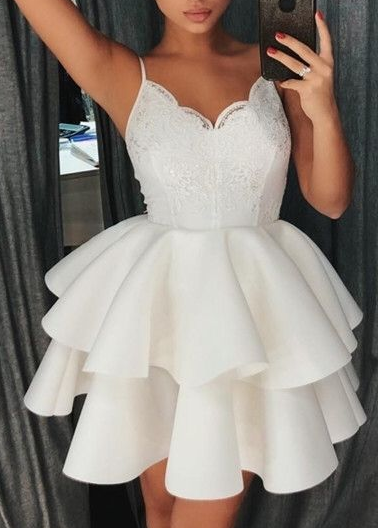 short white homecoming dresses for back to school cg4618