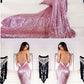 Spaghetti Straps pink sequin prom dress ,modest prom dress  cg462