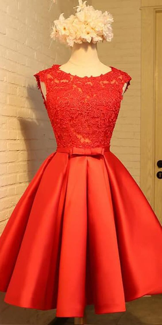 A-line Homecoming Dress Chic Red Short Party Dress  cg4642