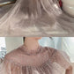 Champagne tulle sequin long prom dress, tulle formal dress cg4648