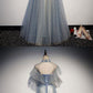 Light blue tulle lace long prom dress, tulle evening dress cg4649