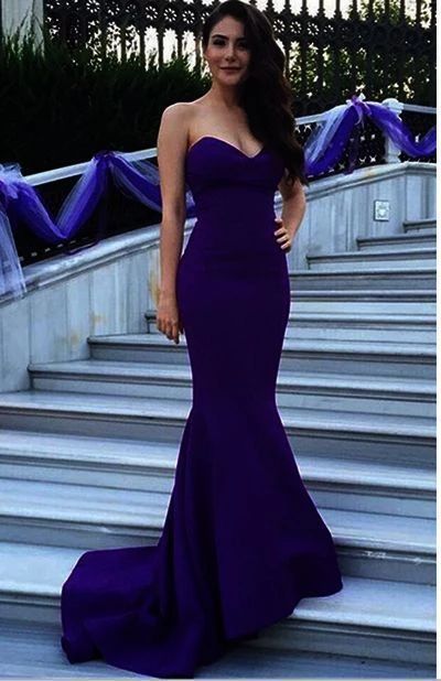 New Design Long Simple Purple Strapless Prom Dresses,Modest Prom Dresses,Cheap Prom Gowns,Mermiad Evening Dresses cg4668