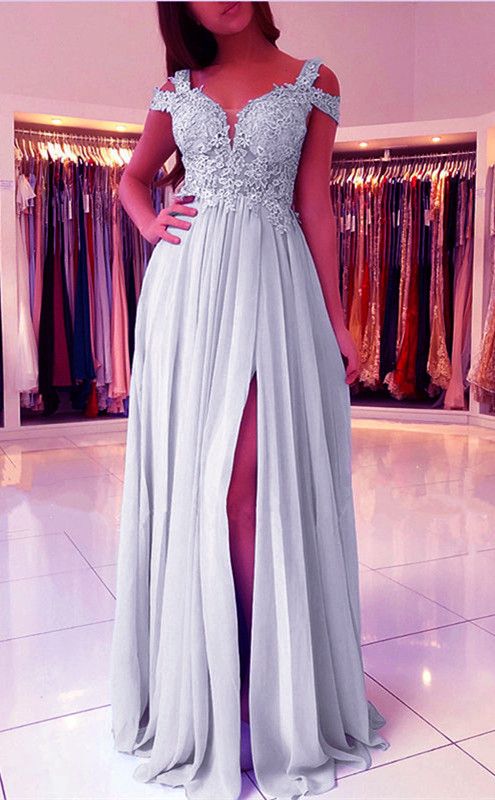 silver bridesmaid dresses,wedding party dress,chiffon bridesmaid dress,long formal prom dress cg4677