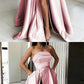 long pink strapless prom evening dress for party cg4680