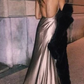Sexy Backless Champagne Satin Prom Dresses | Long Party Dresses with Slits cg4691