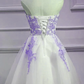 Lovely Sweetheart White Tulle With Purple Lace, Cute Party homecoming Dress cg4720