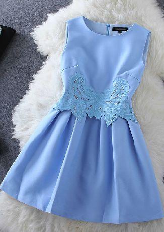 Embroidered Sleeveless Blue Short Homecoming Dress  cg4736