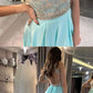 Halter A-Line Beading Ice Blue Long Prom Dress with Split-Front cg4762