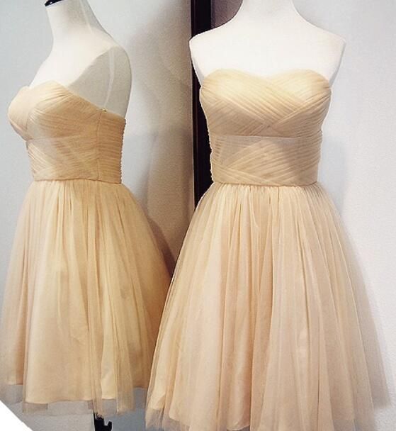 Champagne Tulle Short Homecoming Dresses, Tulle Party Dresses cg4807