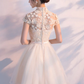 Cute Lace And Tulle Lovely Champagne Short Party Dress, Homecoming Dress cg4939