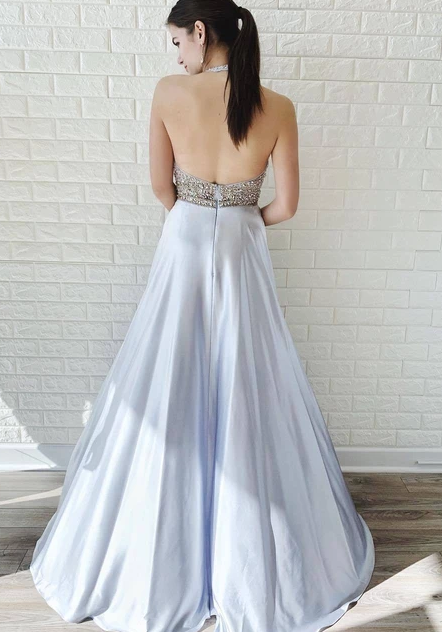 GORGEOUS HALTER BEADED PROM DRESSES, LONG PROM DRESS, FORMAL DRESS cg4942