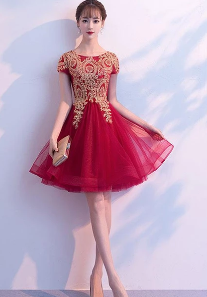 BEAUTIFUL BURGUNDY TULLE LACE DRESS, BURGUNDY LACE HOMECOMING DRESS cg4944