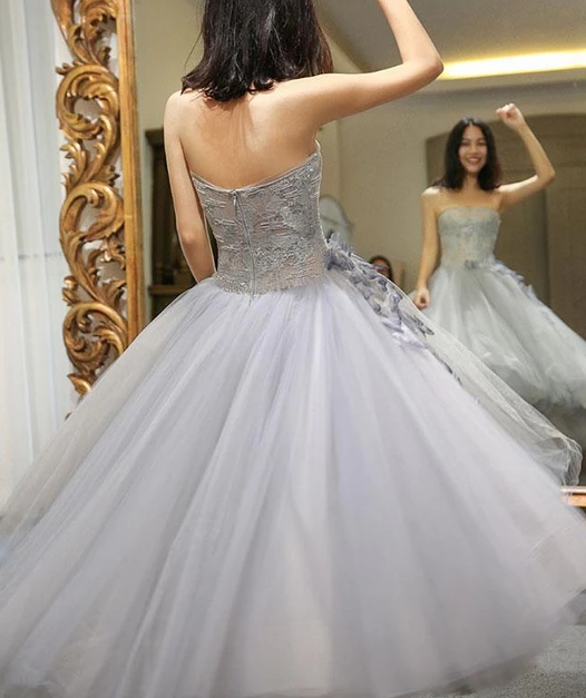 CUTE GRAY TULLE LACE SHORT Party DRESS FOR TEENS, HOMECOMING DRESS cg4963