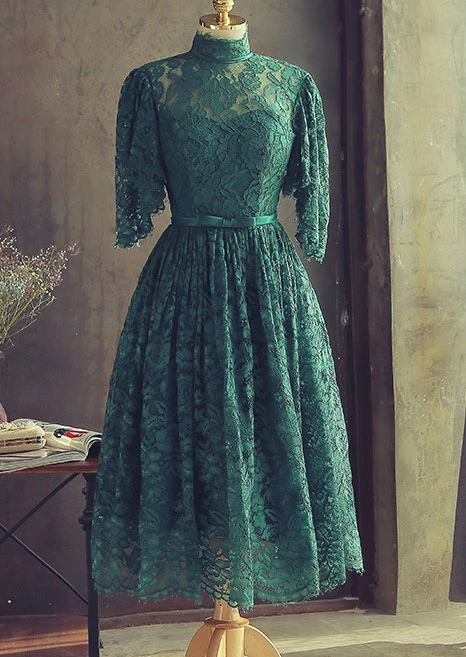 Green lace short party dress green lace homecoming dress cg4977