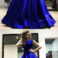A-line Open Back Long Satin Floor Length Prom Dresses Royal Blue Evening Gowns cg5047