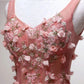 pink tulle lace short party dress, v neck homecoming dress, evening dress cg5053