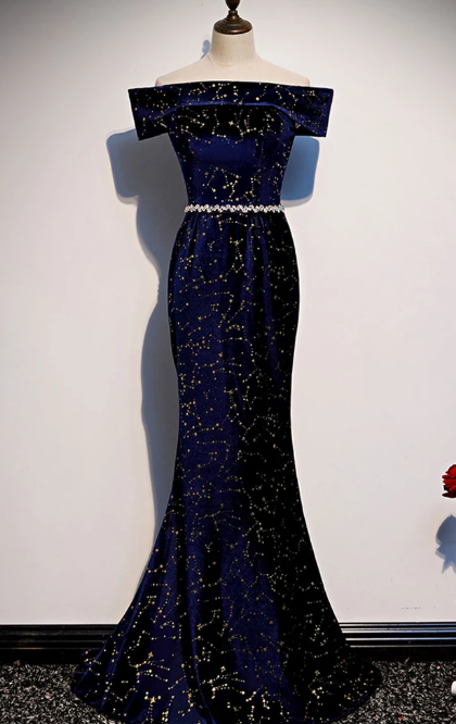 DARK BLUE MERMAID LONG PROM DRESS BLUE MERMAID EVENING DRESS cg5131