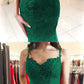 green lace mermaid prom dresses elegant sweetheart evening gown cg5204