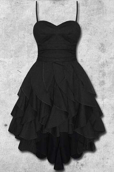 Black chiffon sweetheart A-line short homecoming dresses,strapless casual dresses cg5241