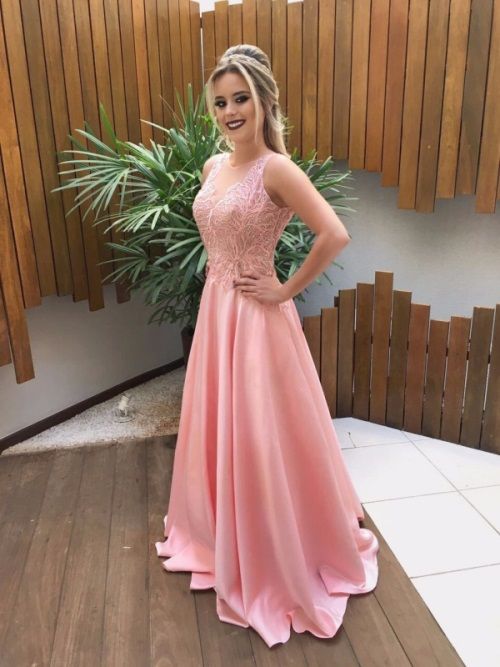 pink satin prom dress cg5279