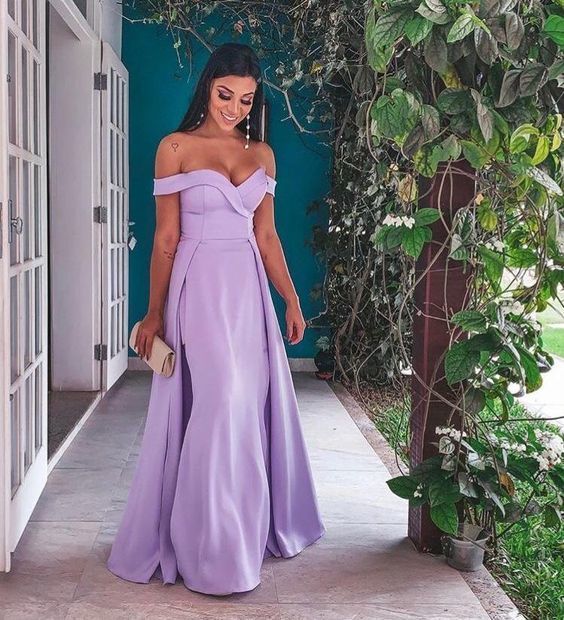 Off-shoulder Sweetheart Prom Dress Long with Side Slit cg5352