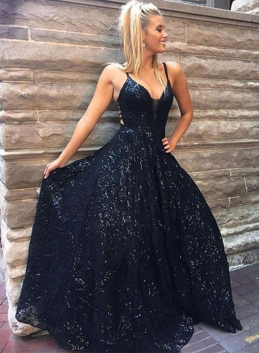 Stylish v neck sequins long prom dress, evening dress  cg5513