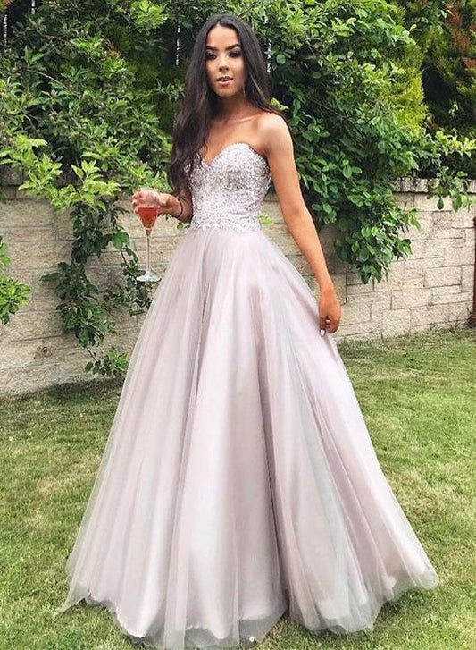 Sweetheart neck Tulle Beading Long Prom Dress, Sexy Evening Gown cg5535
