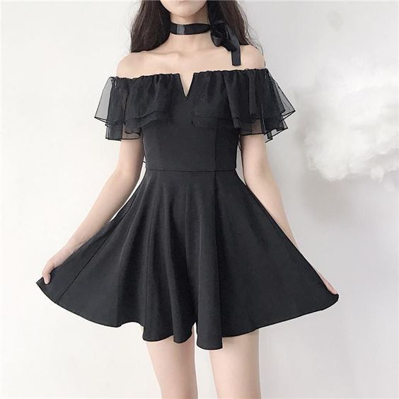 Black Off-Shoulder Elegant homecoming Dress cg5561