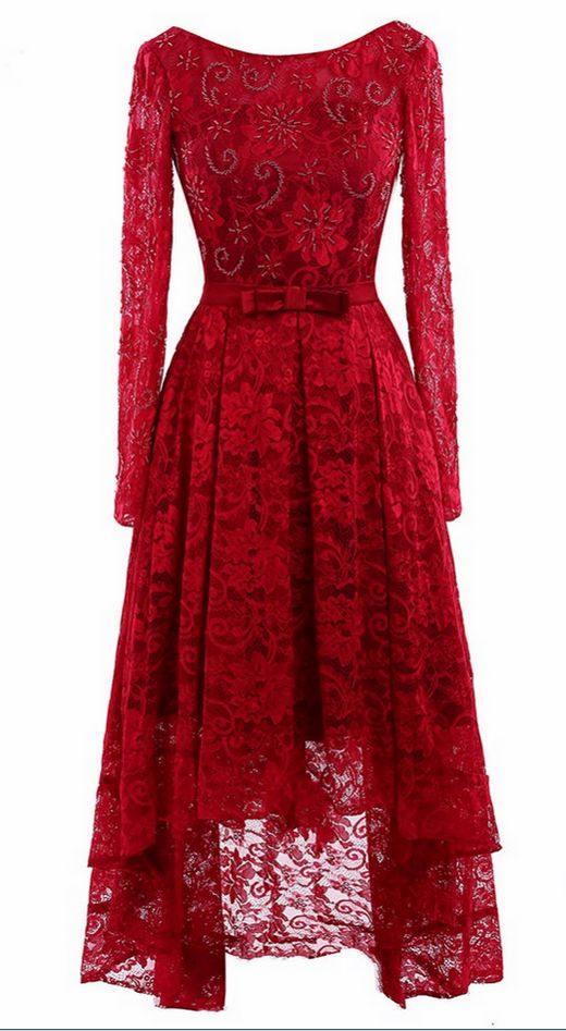 A-line Long Sleeve Burgundy Dresses long sleeve prom dresses  cg5652