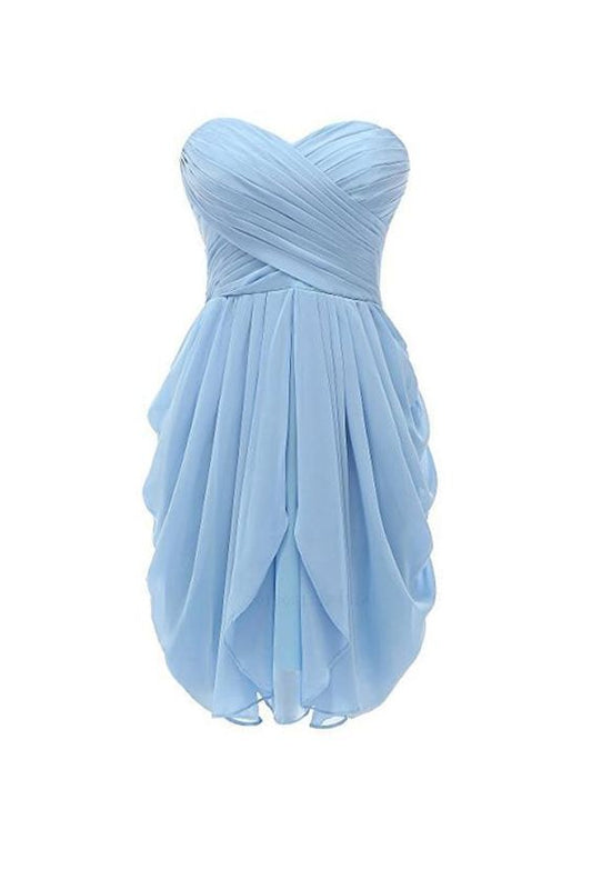Günstige Ausgezeichnete Kurze Homecoming Kleid Trägerlosen Chiffon Kurze Brautjungfer Kleider cg5666
