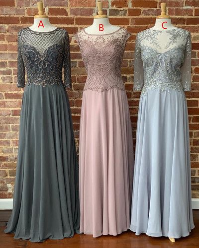 Scoop neck Chiffon Long Sleeve Evening prom Dress, Elegant Formal Gown  cg5676