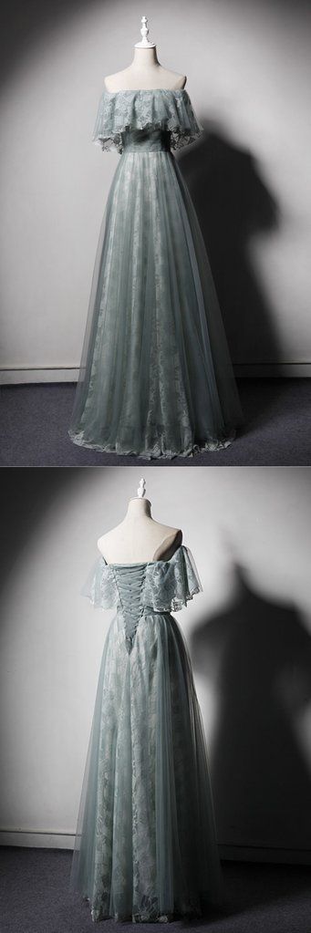 Green Lace Strapless Long A Line Senior Prom Dress, Evening Dress  cg5689