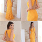 Yellow Lace Prom Dress, V-Neck Long Party Dress, Backless Mermaid Evening Dress   cg5709