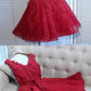 A-Line V-Neck Red Tulle Sleeveless Homecoming Dresses With Appliques cg584