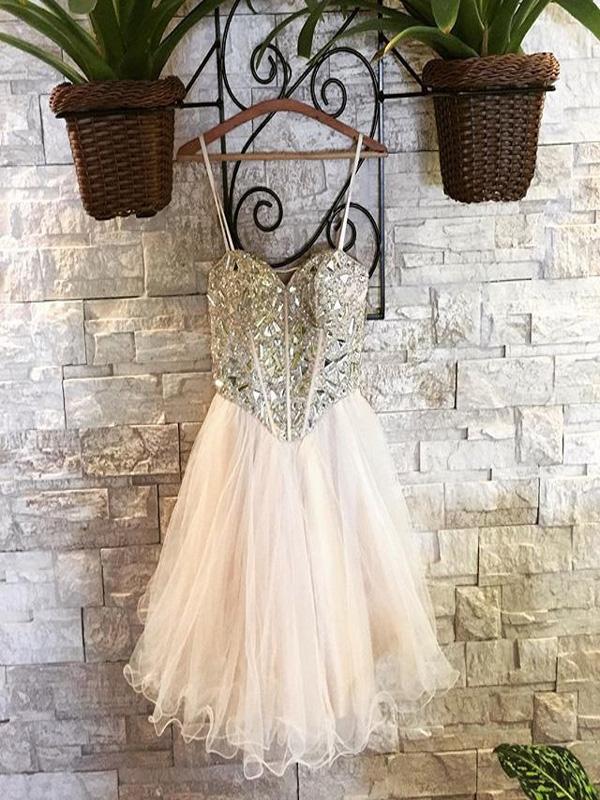 Sexy Sweetheart Homecoming Dresses With Beading,Spaghetti Straps Homecoming Dresses  cg586