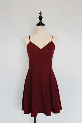 Sexy Straps Dark Burgundy Short Satin Party homecoming Dress  cg5941