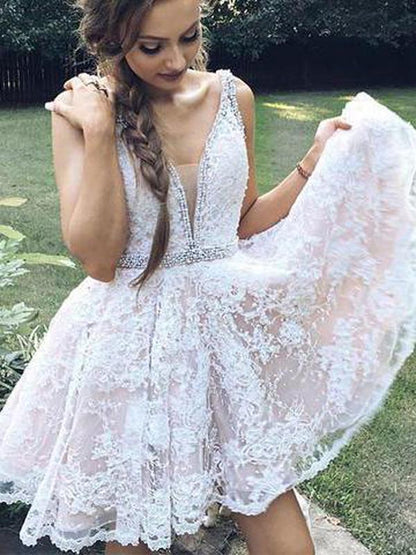 2019 A-Line White Short Homecoming Dresses With Straps,Custom Made Homecoming Dresses  cg598