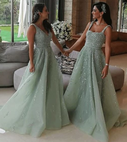 Modern Tulle Appliques & Beading A Line Bridesmaid prom Dresses  cg5995