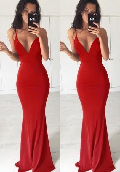 Red Condole Belt Plunging Neckline Sleeveless Fashion Maxi Dress  cg6019