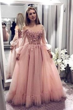 Princess Pink A Line Tulle Prom Dress  cg6052
