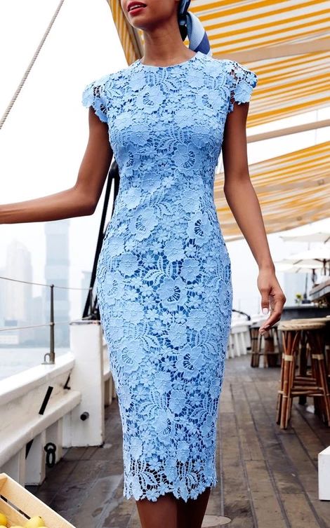 Blue Tea Length prom Dresses With Lace  cg6105