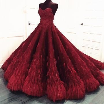Romantic Lace Sweetheart Bodice Corset Feather Ball Gown Prom Dresses  cg6130