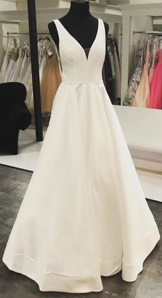 Pretty V neck Floor Length A Line Prom Dresses, Formal Evening Dress  cg6135